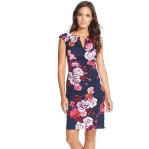 Adrianna Papell Floral Navy Sheath Dress